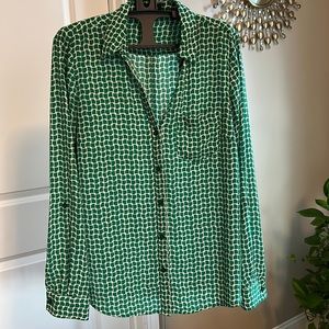 The Limited Green and White Blouse